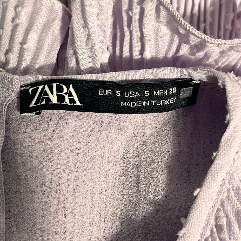 Zara Lavender Purple Textured Layered Ruffle Dress Small - Picture 8 of 9